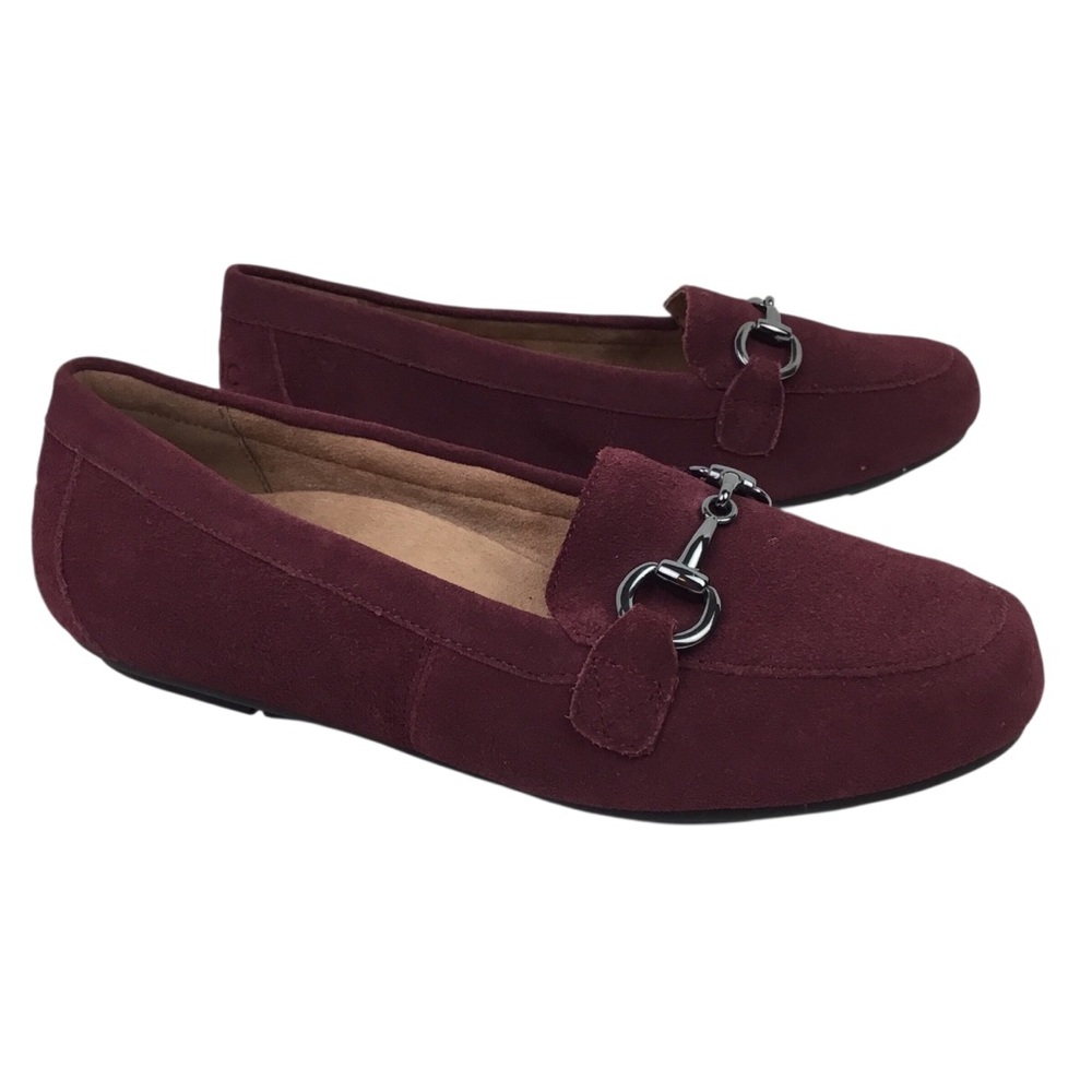 NWOT Vionic Bibiana Suede Slip On Horsebit Loafers Burgundy - Picture 6 of 13